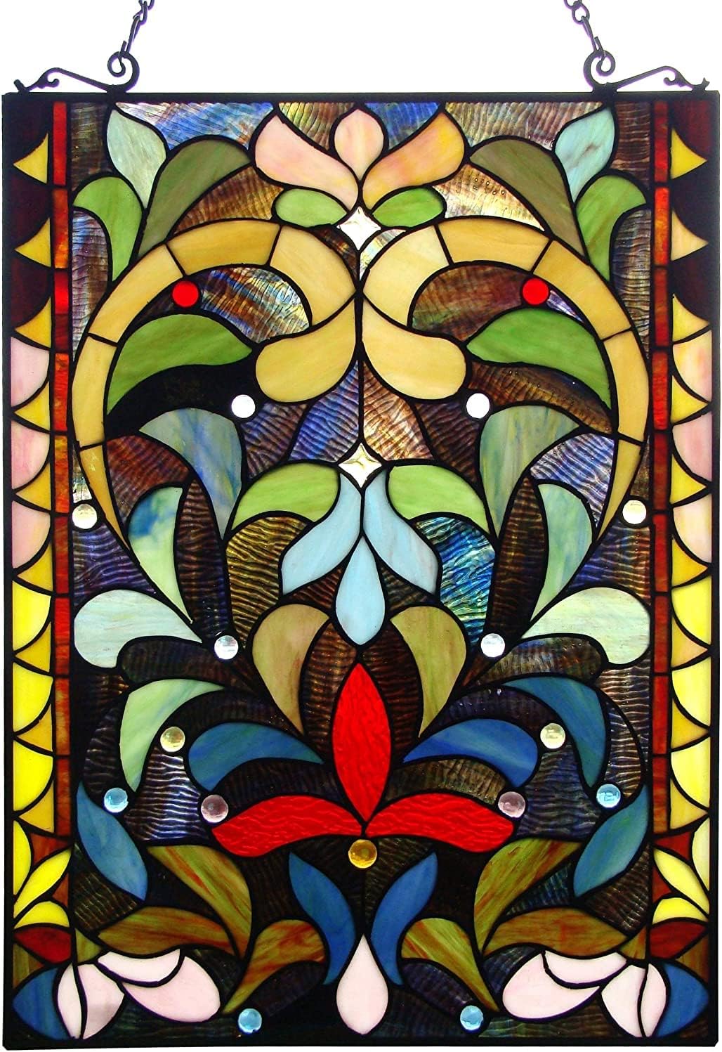 Stained glass panel 18" x 24" multicolor JP79