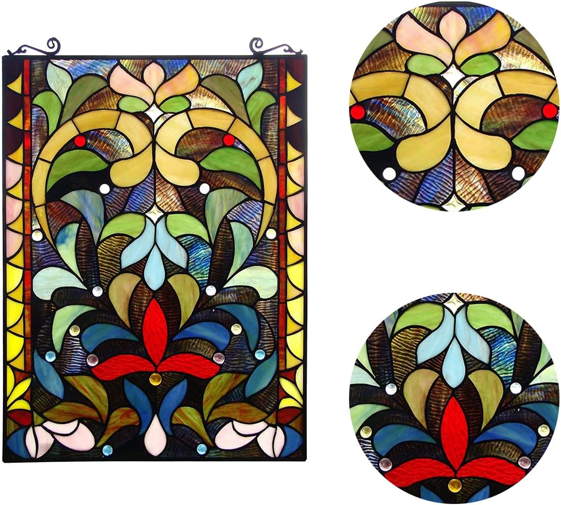 Stained glass panel 18" x 24" multicolor JP79