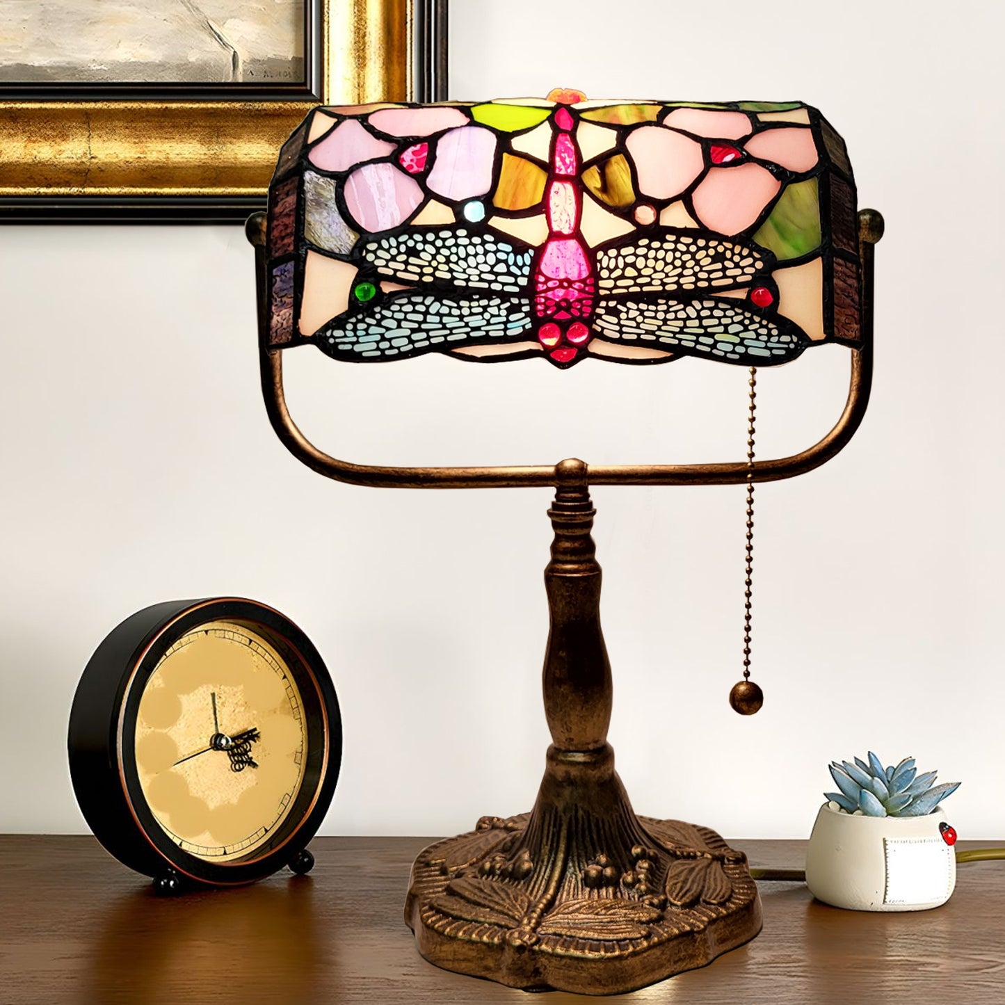 Stained Glass Dragonfly Table Lamp, B929