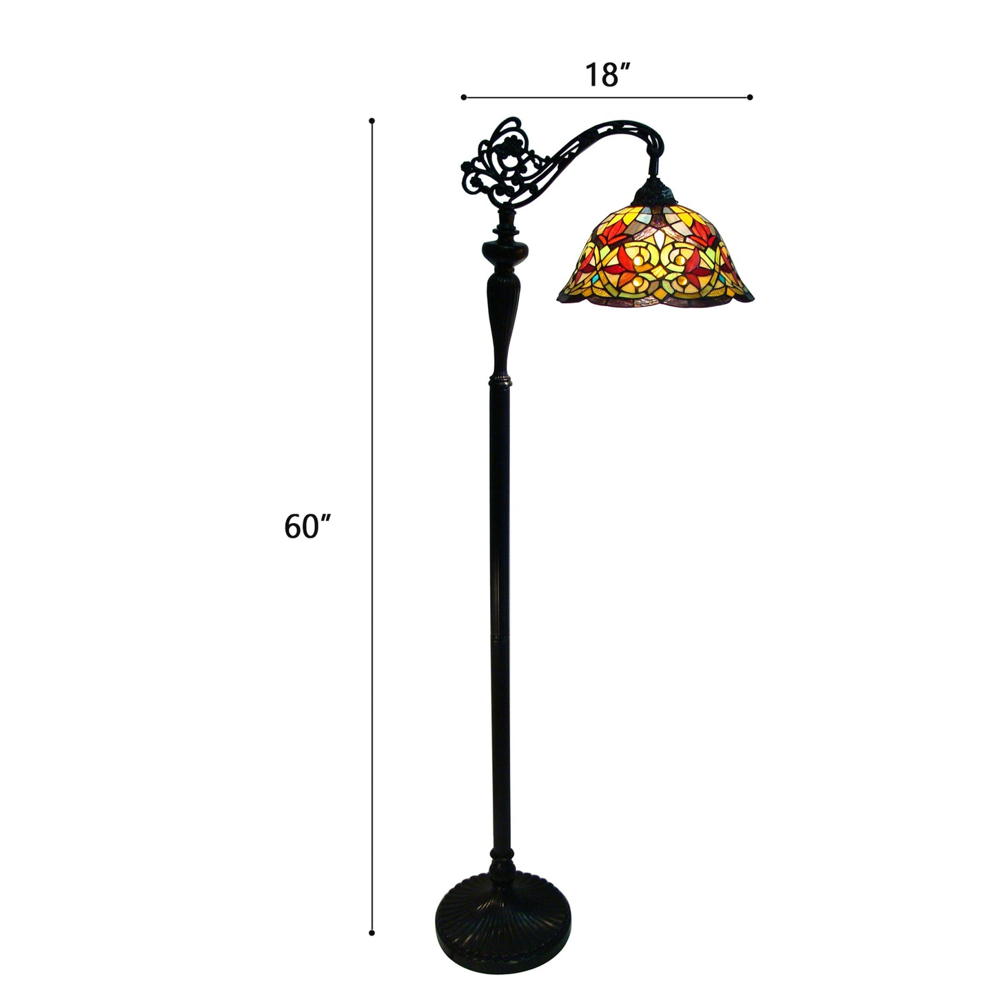 Verona Tiffany Style Stained Glass Arched Floor Lamp, F1220