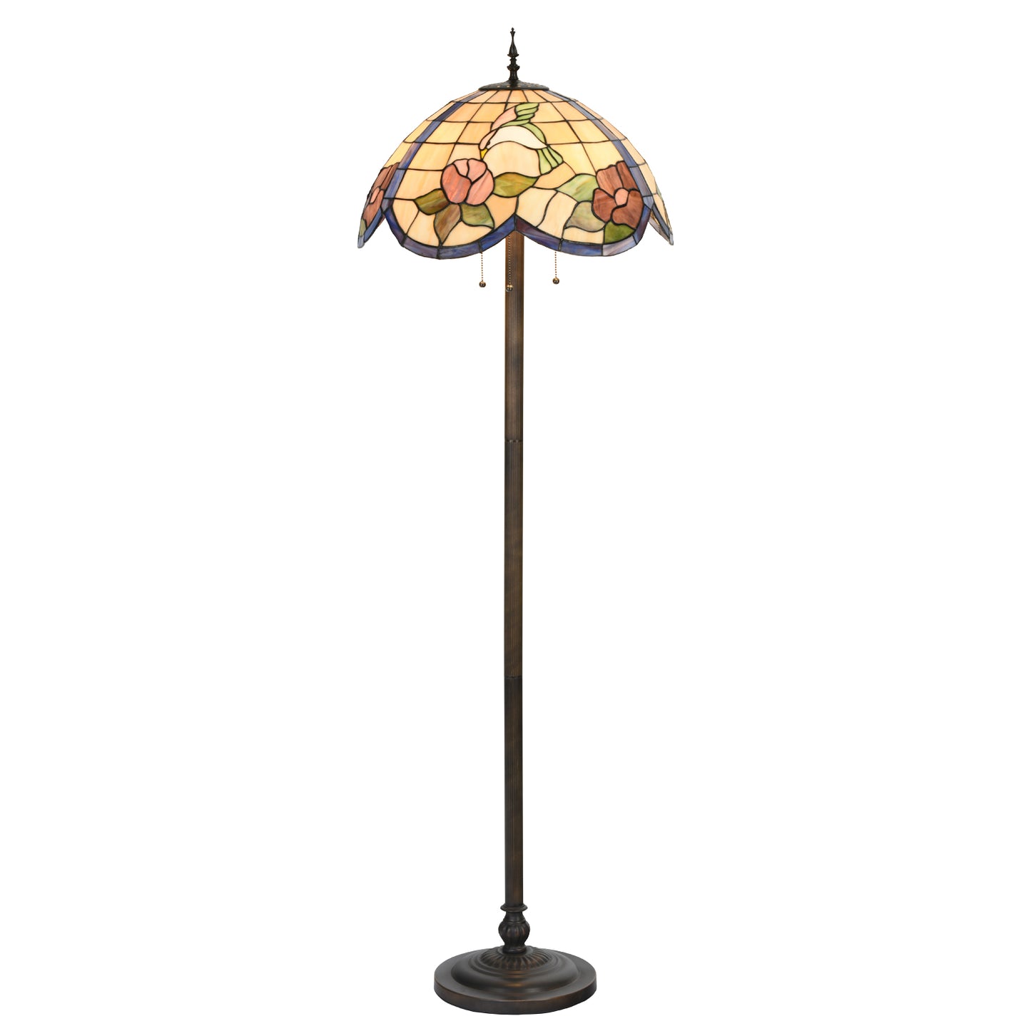 Feeding Hummingbird Tiffany Style 63" Floor Lamp, KF2009