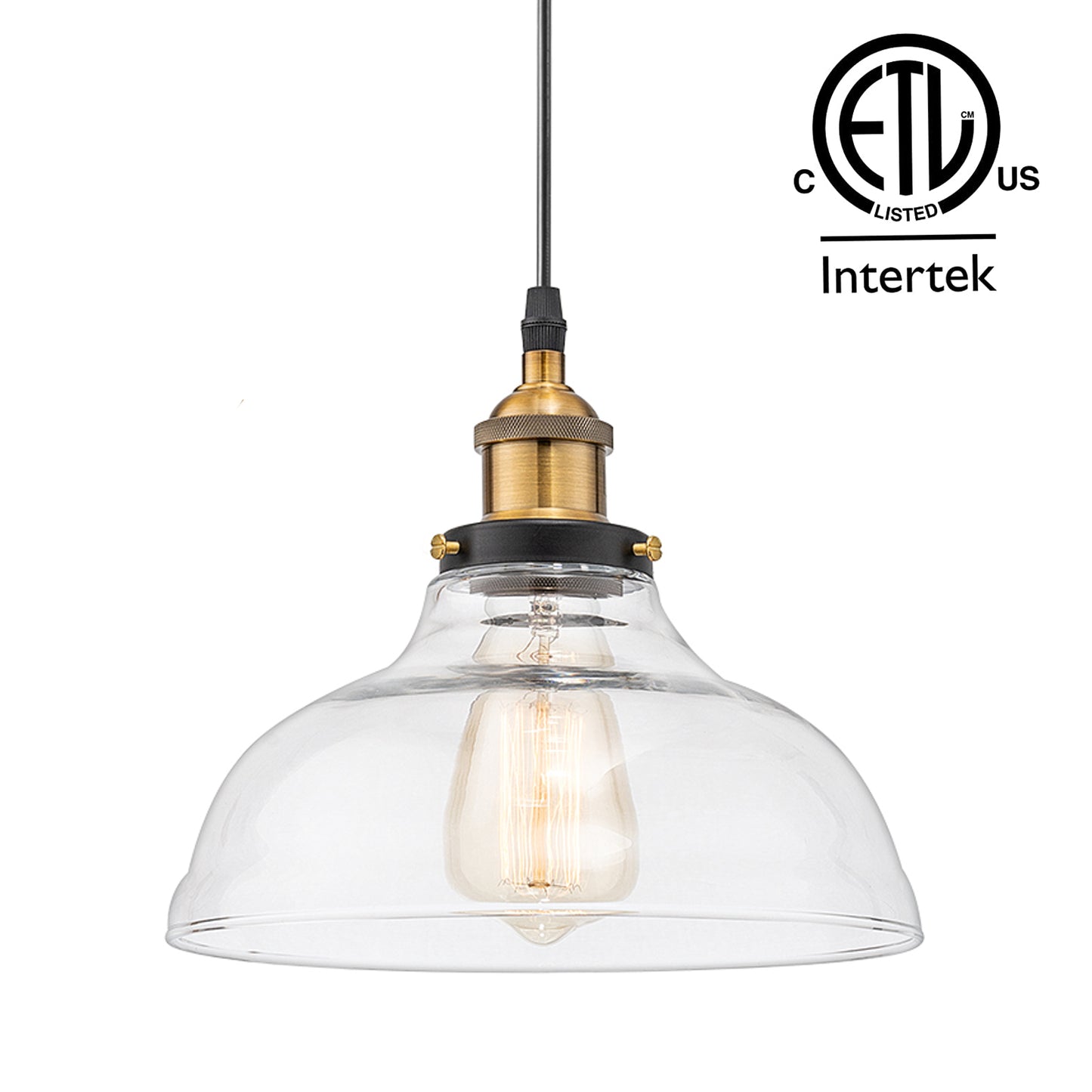 Marseille Modern Glass Pendant Hanging Light Fixture, Black, GH02