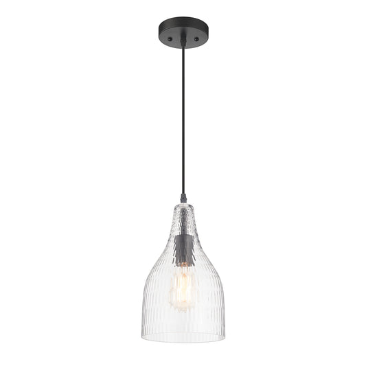 Massimo Modern Glass Pendant Hanging Light Fixture, Matte Black, GH22