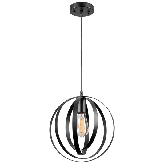 Anton Industrial Pendant Hanging Light Globe, Black/Gold, GH33B/GH33G