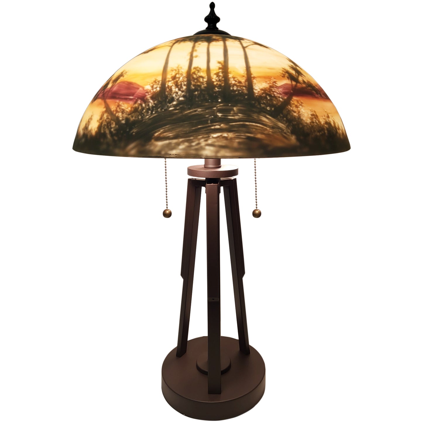 Hand Painted Handel Style Glass Table Lamp, HD1668