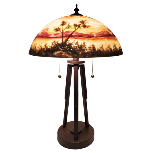 Hand Painted Handel Style Glass Table Lamp, HD1668