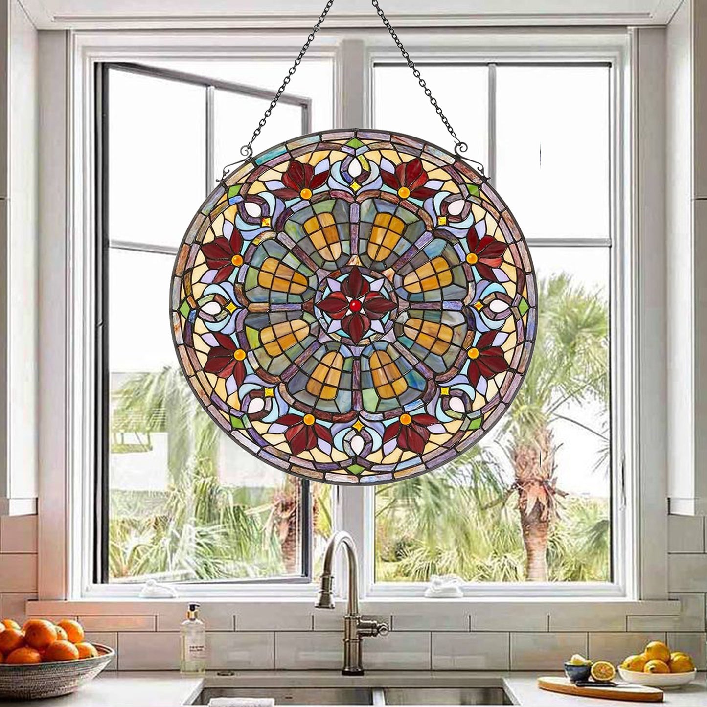 Caselina Tiffany Stained Glass Panel 24", JP22