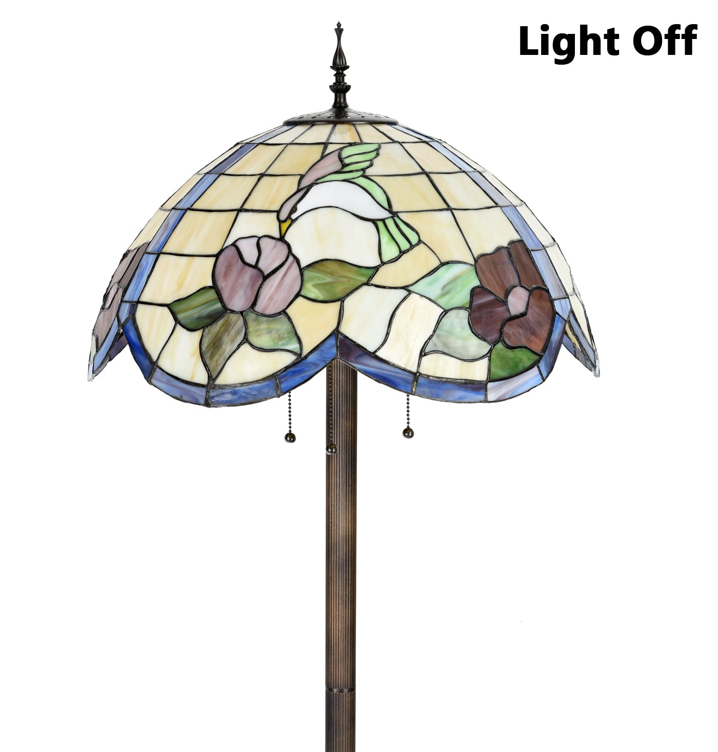 Feeding Hummingbird Tiffany Style 63" Floor Lamp, KF2009