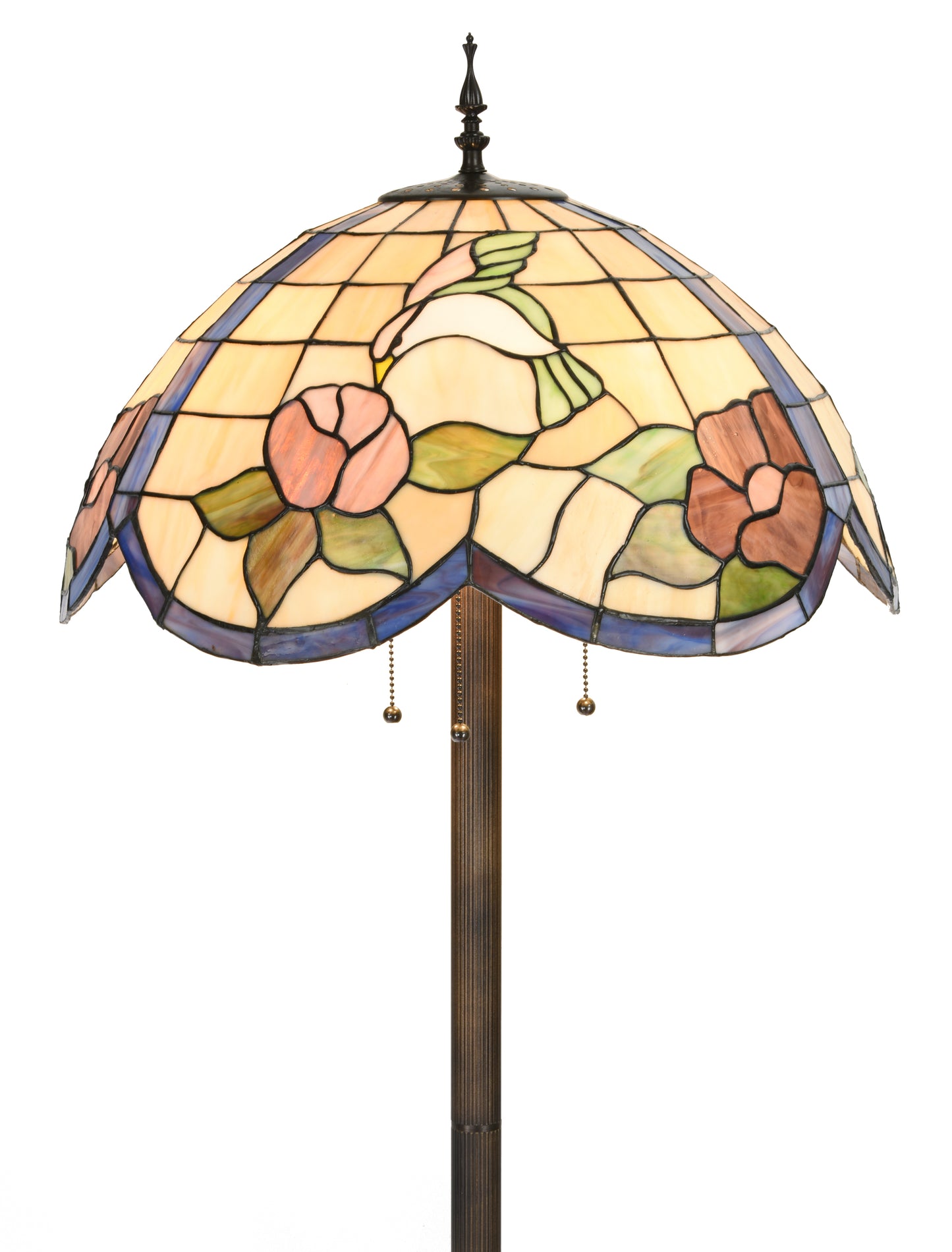 Feeding Hummingbird Tiffany Style 63" Floor Lamp, KF2009