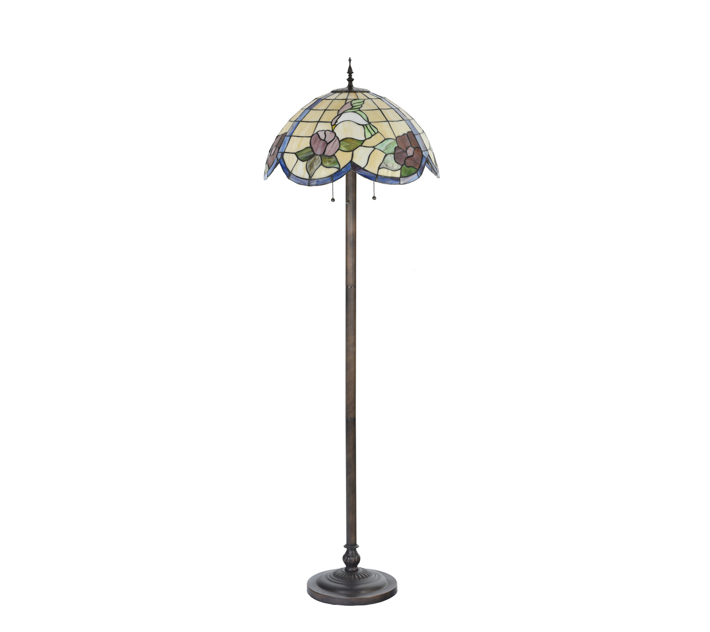 Feeding Hummingbird Tiffany Style 63" Floor Lamp, KF2009