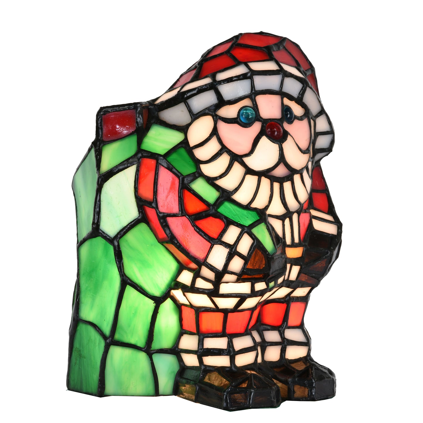 Christmas Santa Claus Tiffany Style Stained Glass Night Lamp, KG901