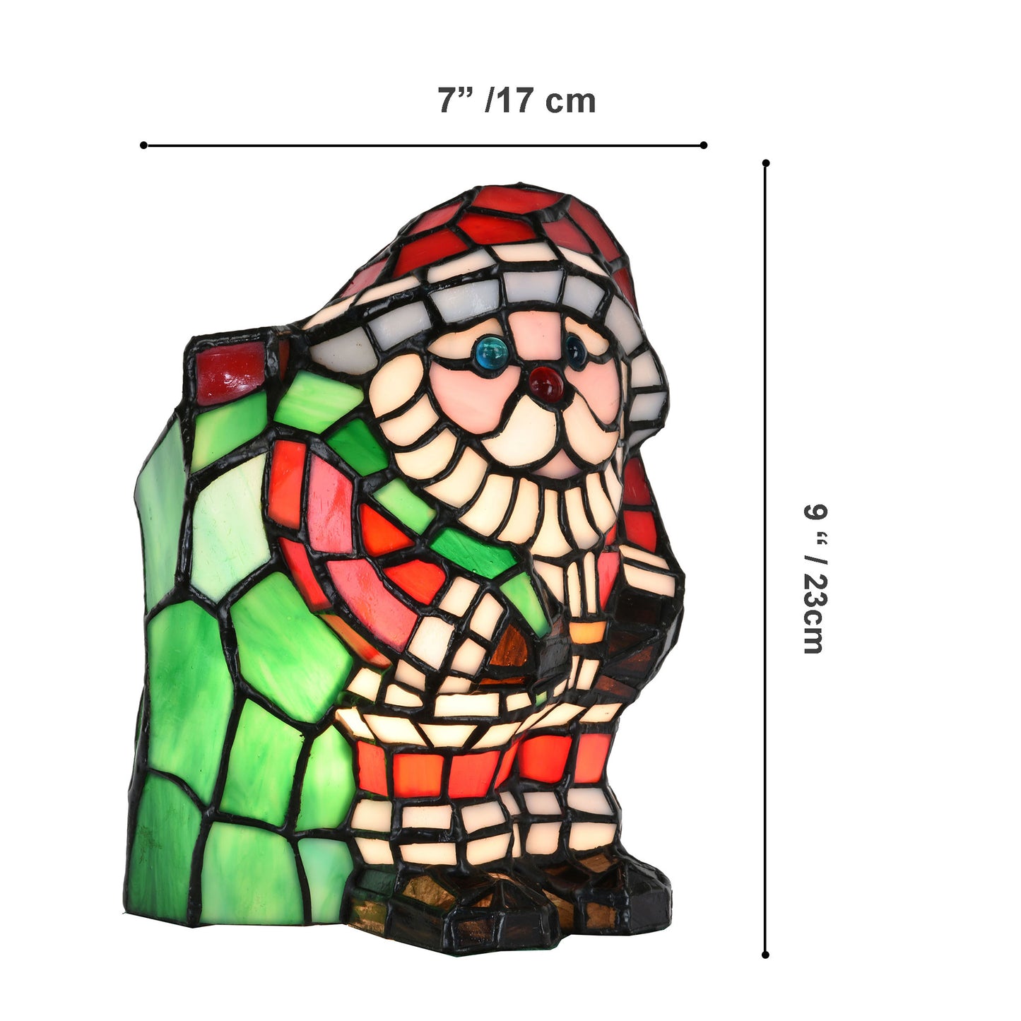 Christmas Santa Claus Tiffany Style Stained Glass Night Lamp, KG901