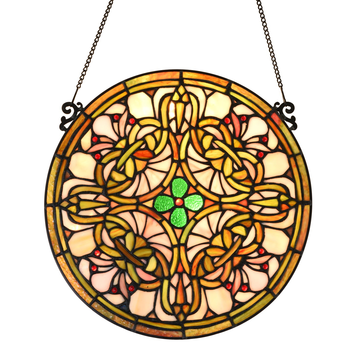 Tree of Life Tiffany Style Stained Glass Window Panel 12" Diameter, KP122