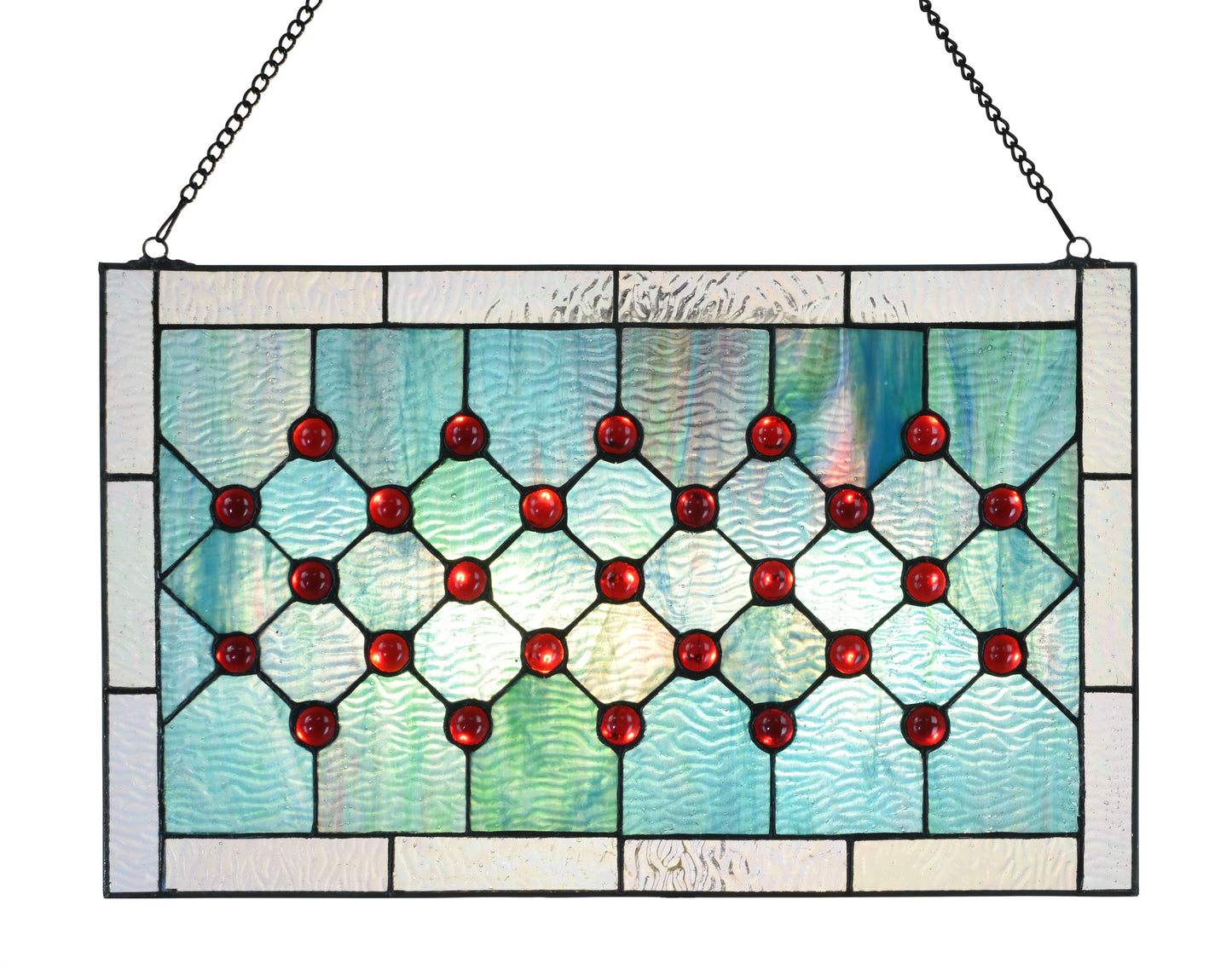 Ocean Gem Tiffany style Stained Glass Hanging Window Panel, KP204