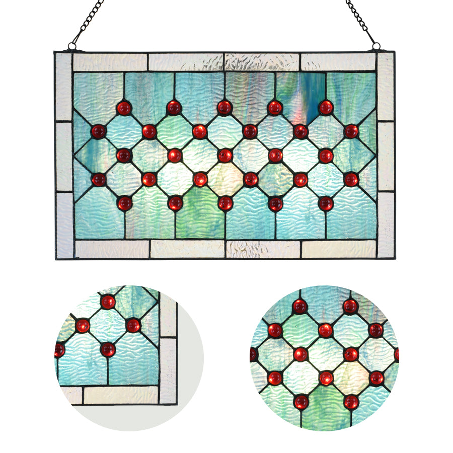 Ocean Gem Tiffany style Stained Glass Hanging Window Panel, KP204