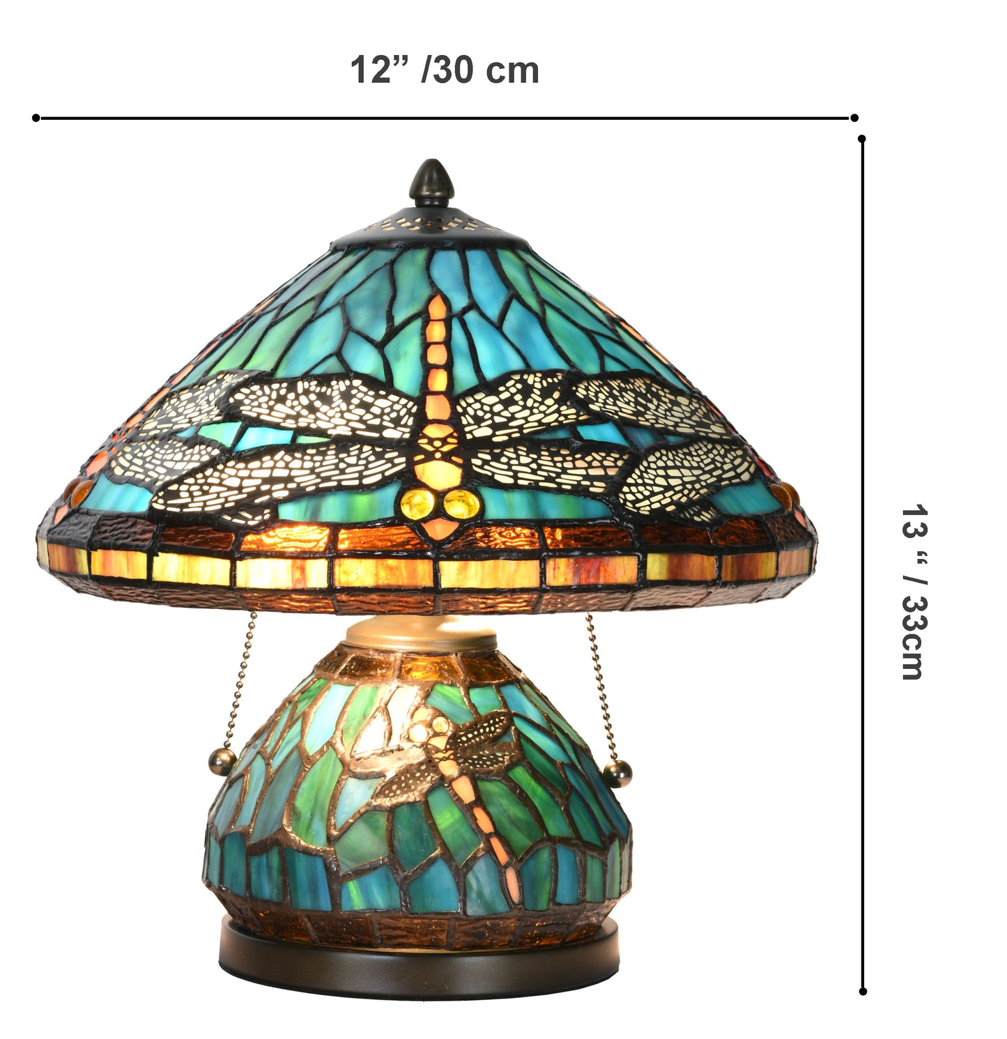 Dragonfly Table Lamp, Stained Glass, 12 x 13" - KT1258