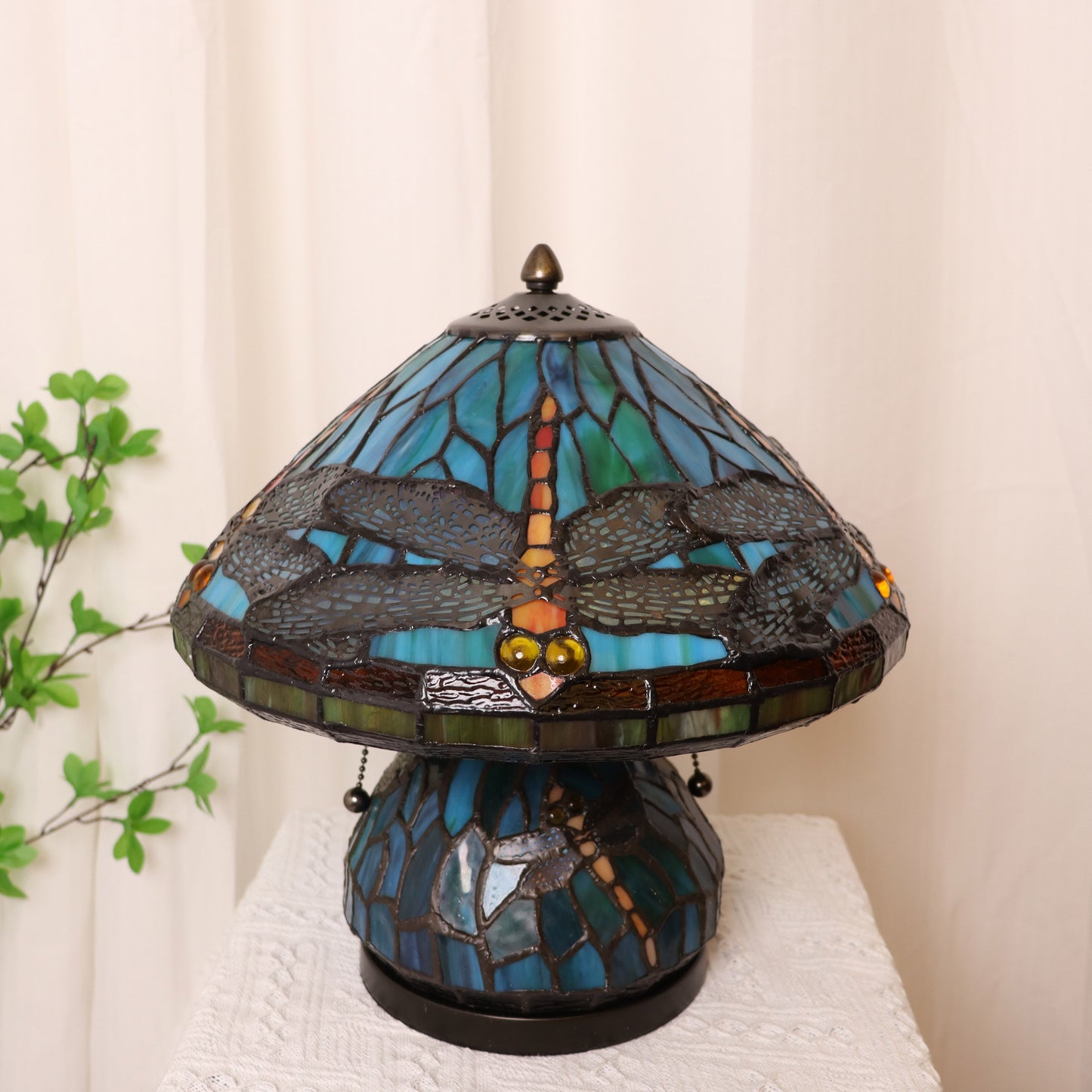 Dragonfly Table Lamp, Stained Glass, 12 x 13" - KT1258