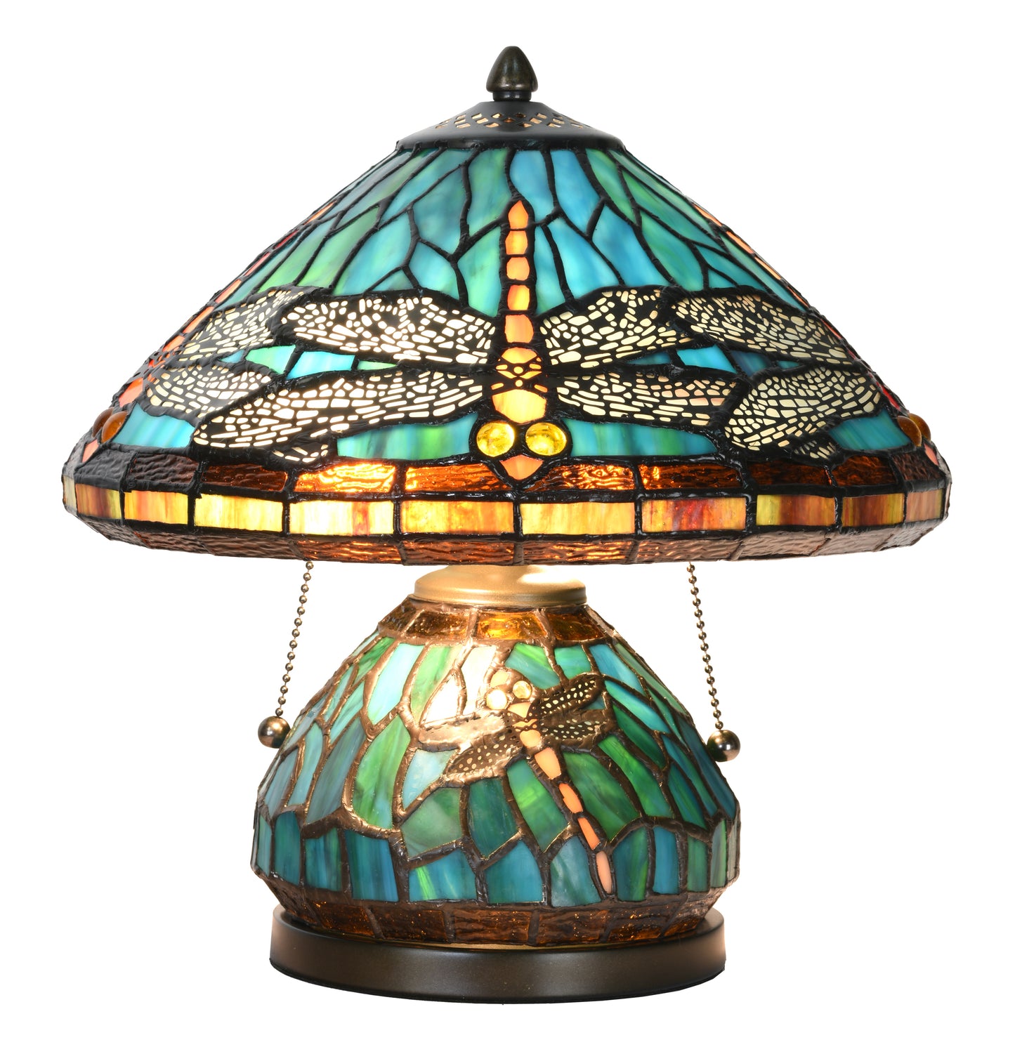 Dragonfly Table Lamp, Stained Glass, 12 x 13" - KT1258