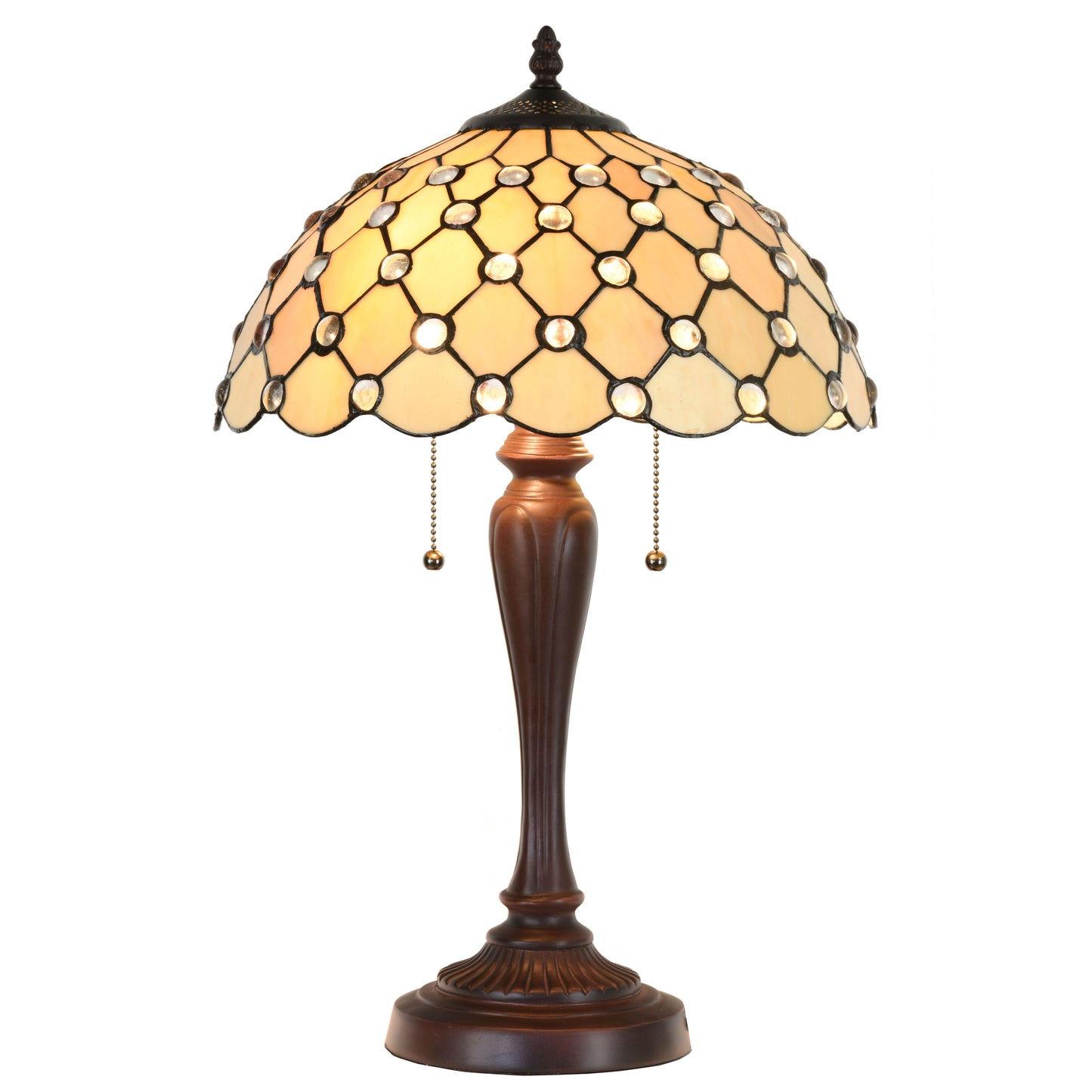 FINE Art Living Stained Glass Table Lamp, Yellow KT1411