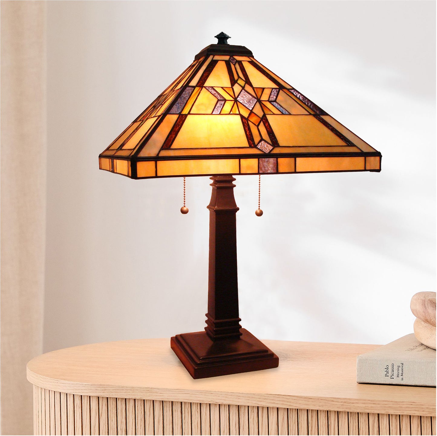 Marino Mission Style Tiffany Table Lamp, 16" x 25", M1618