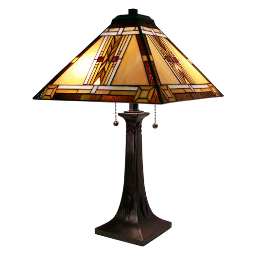 Fiora Tiffany Stained Glass Mission Table Lamp, M1683