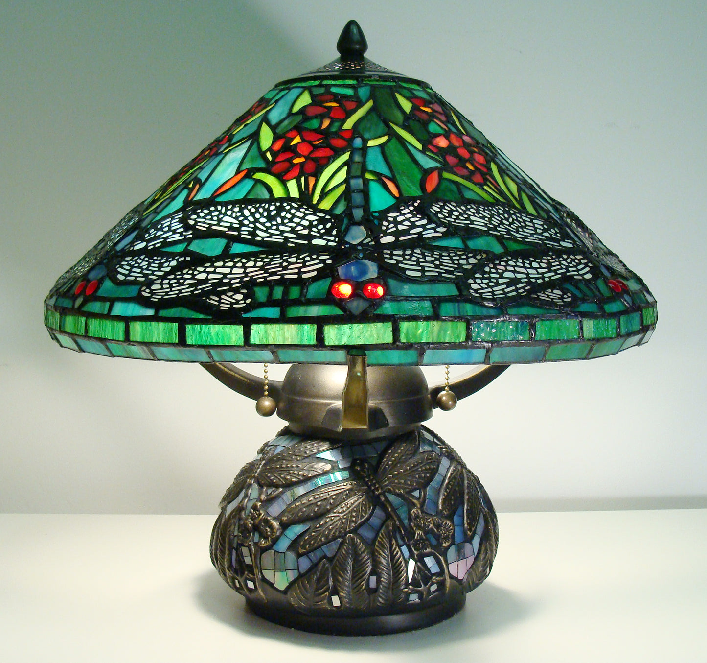 Dragonfly Table Lamp, Mosaic Stained Glass, T1658