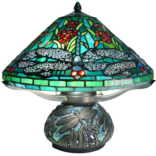 Dragonfly Table Lamp, Mosaic Stained Glass, T1658