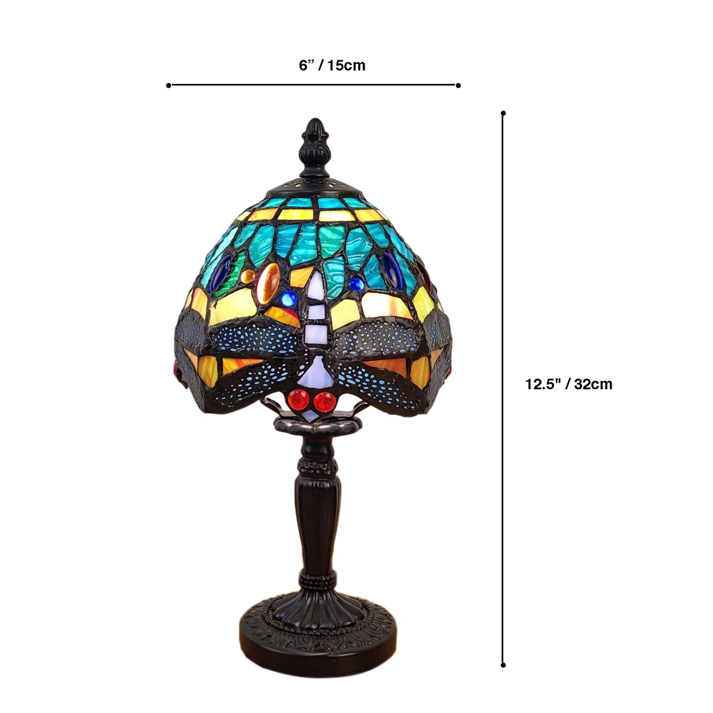 Tiffany Table Lamp, 168 Glass Cuts, Mini, 6 X 12.5" - T612