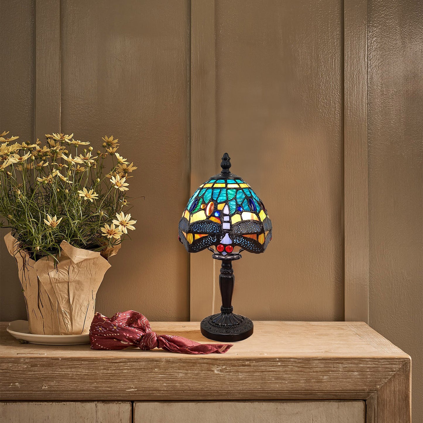 Tiffany Table Lamp, 168 Glass Cuts, Mini, 6 X 12.5" - T612