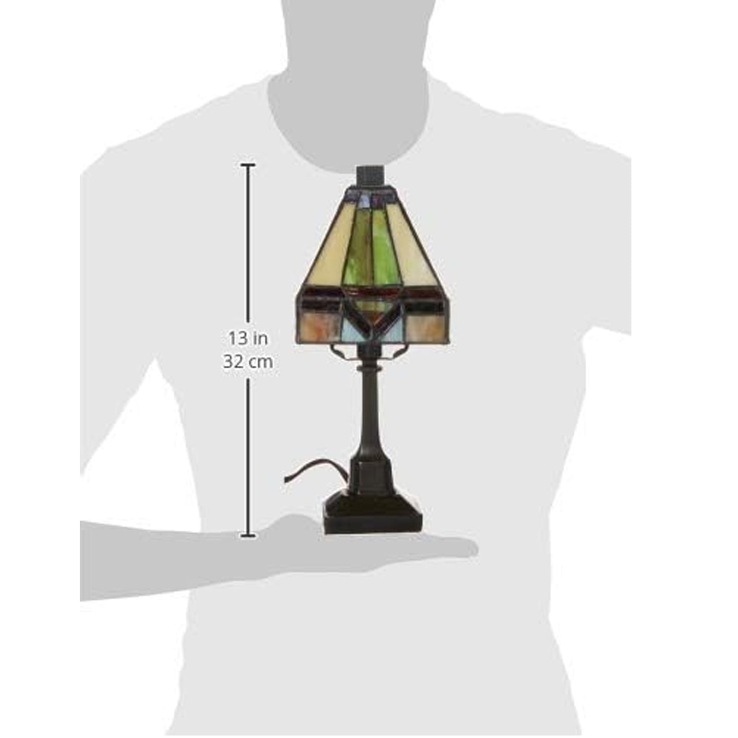 Nouveau Mini Tiffany Style Table Lamp, 84 Glass Cuts, T614