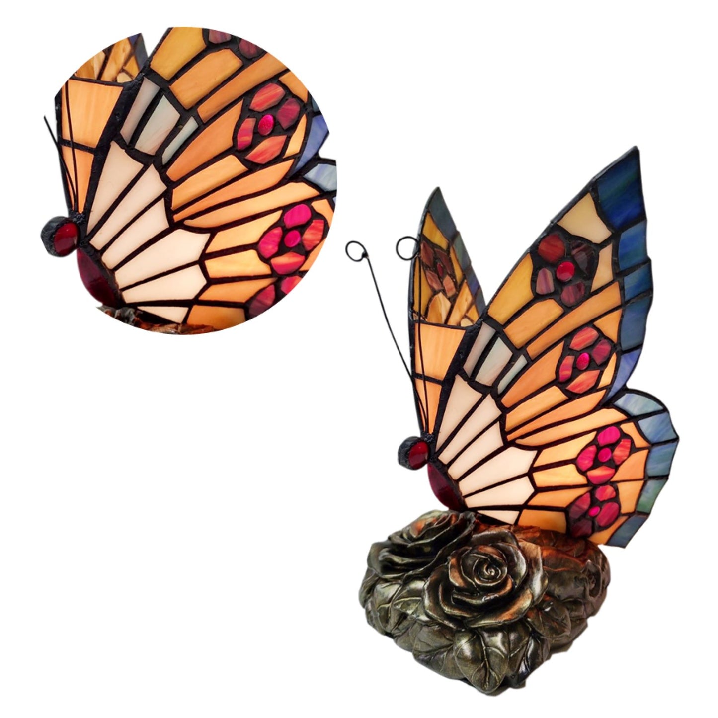 Butterfly Tiffany Style Stained Glass Bedside Table Lamp, TB03