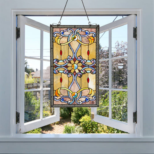 Dahlia Tiffany-Style Window Panel, P173