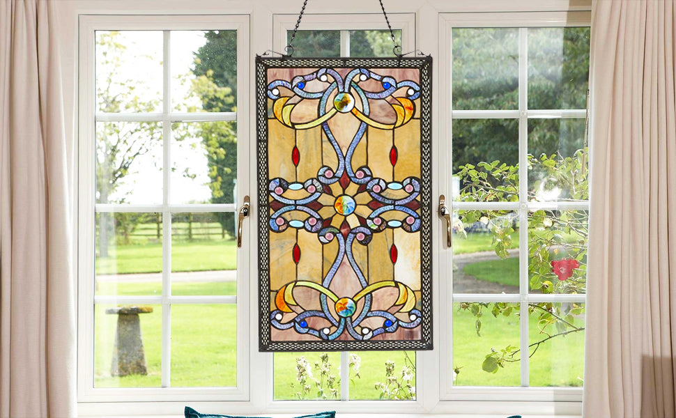 Dahlia Tiffany-Style Window Panel, P173